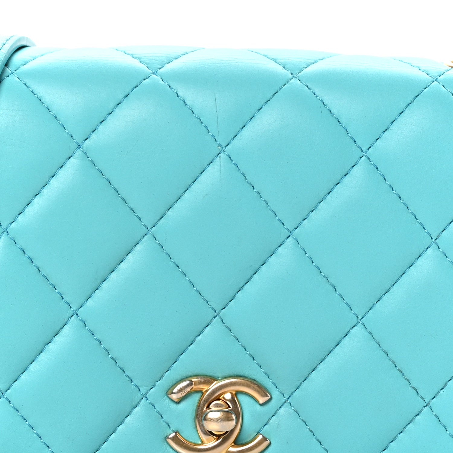 Chanel Calfskin Quilted Everyday Chic Single Flap Turquoise 9 of 14