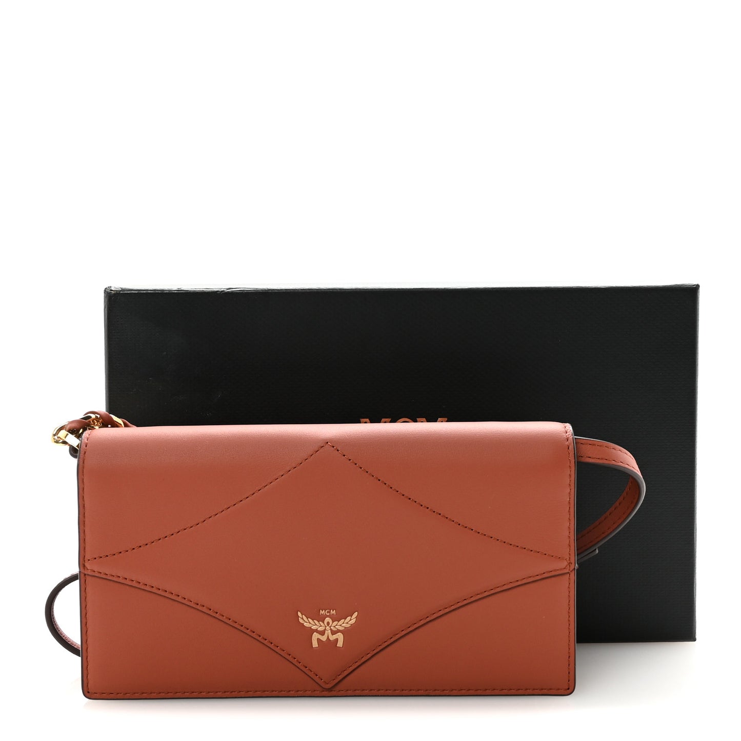 Calfskin Large Diamond Wallet On Chain  Coconut Shell Brown