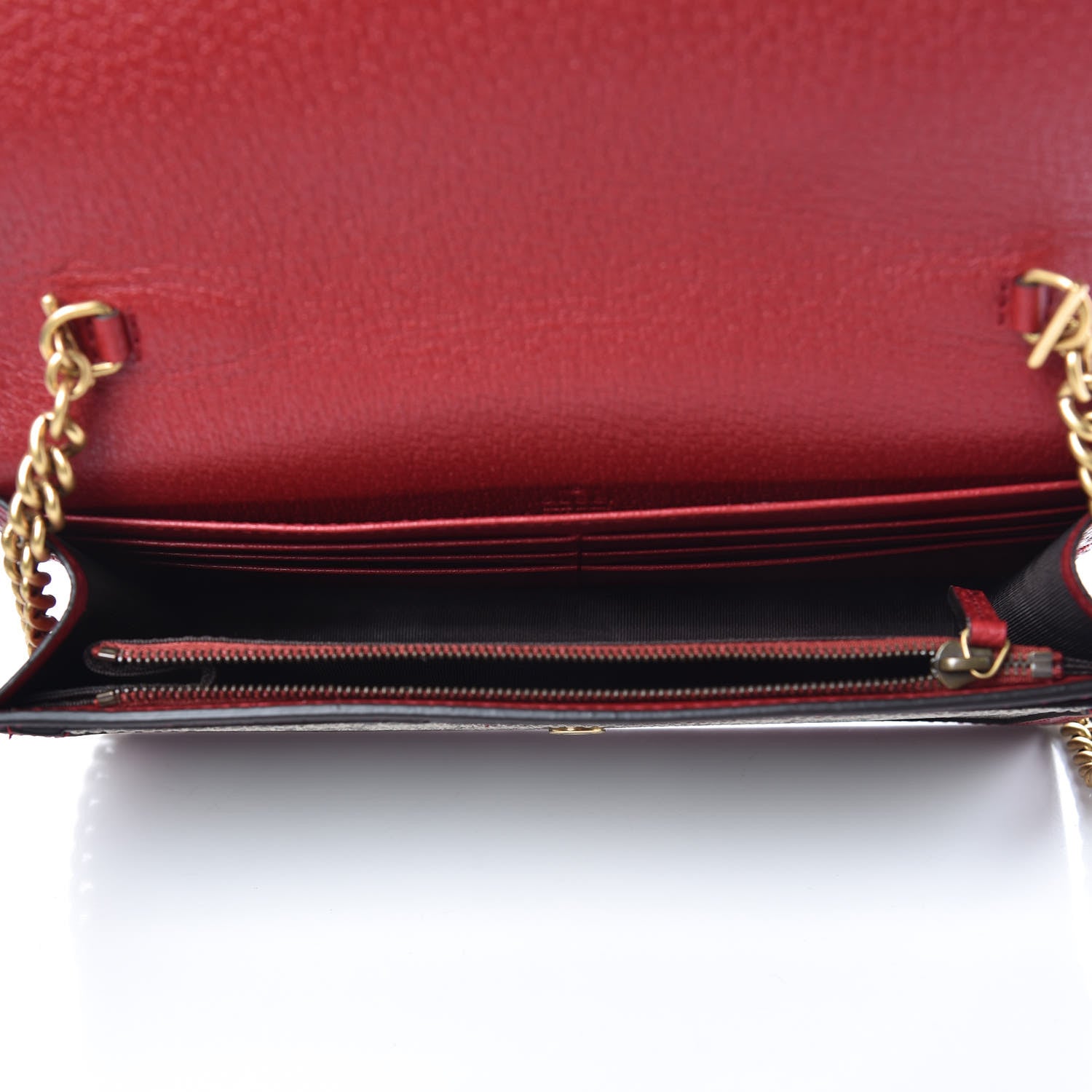 Gucci GG Supreme Monogram Web Queen Margaret Chain Wallet Red 5 of 7