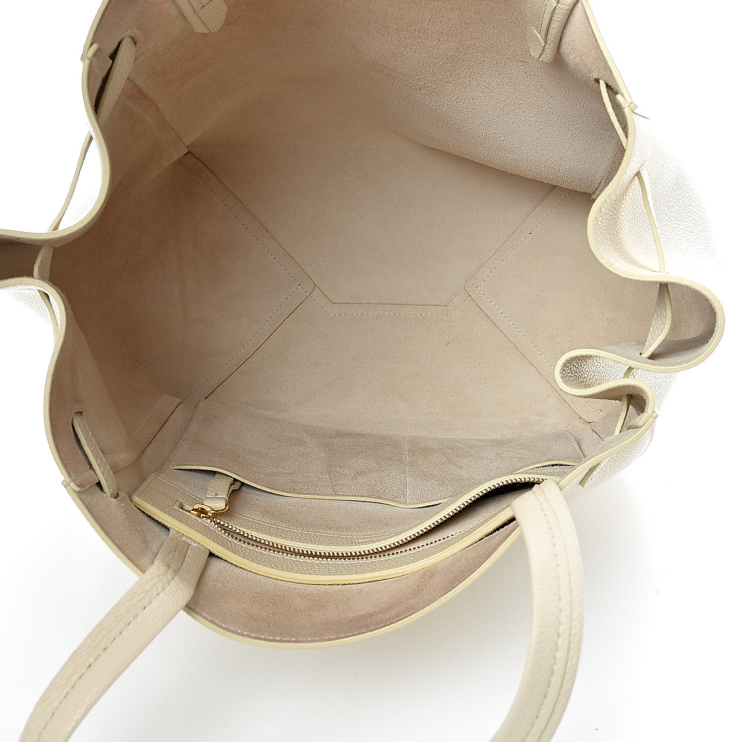 Celine Soft Grained Calfskin Small Belt Cabas Phantom Vanilla 4 of 17