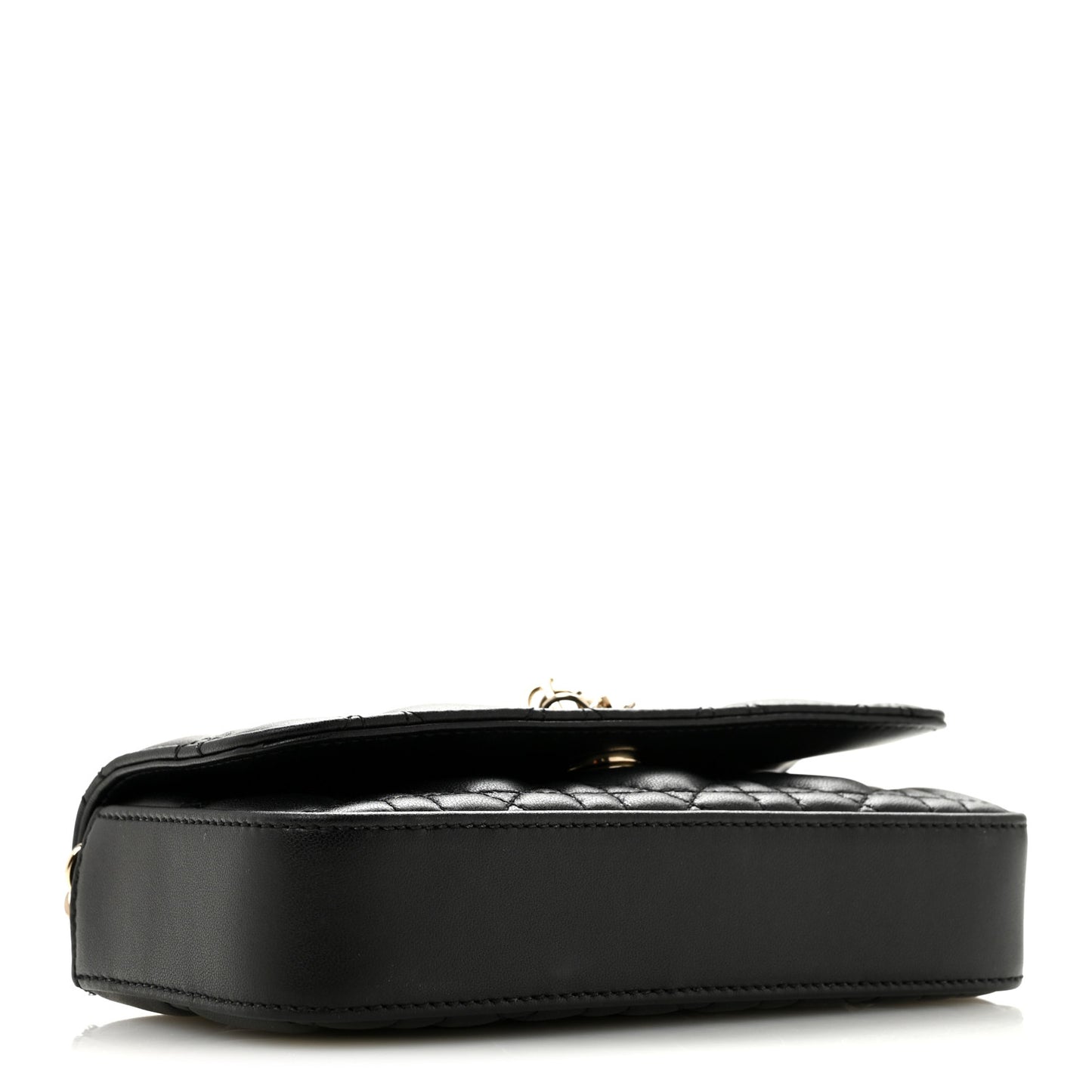 Lambskin Cannage Dior Talk Phone Pouch  Black
