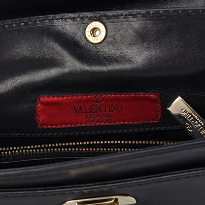 Valentino Garavani Vitello Rockstud Flip Lock Shoulder Flap Bag Black 6 of 9