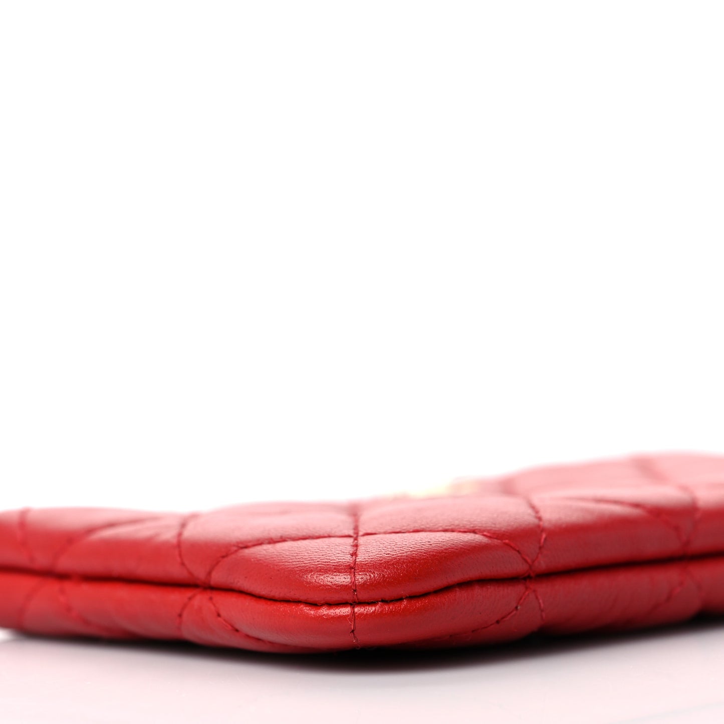 Lambskin Quilted Small Cosmetic Case Red