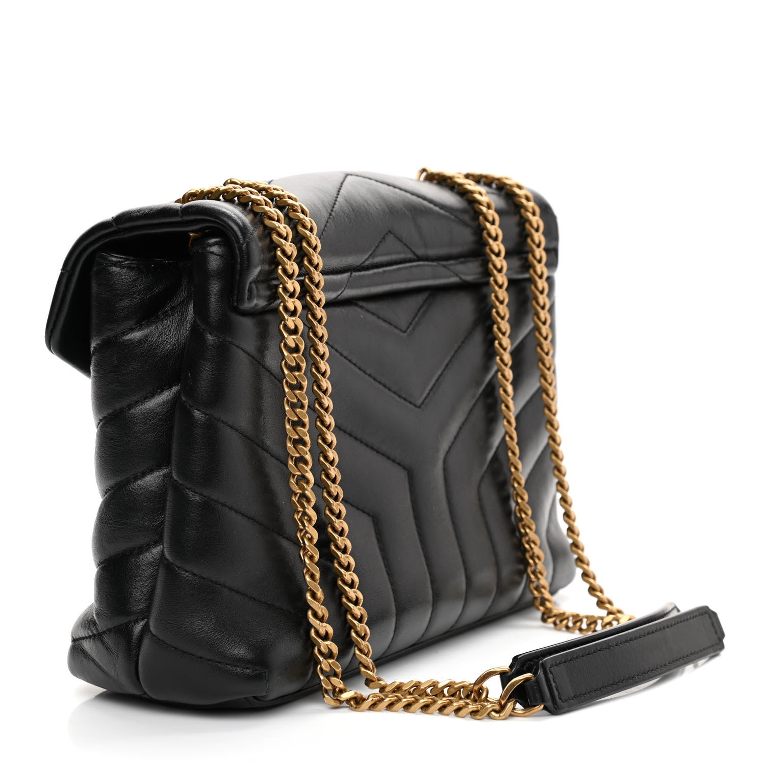 Saint Laurent Calfskin Y Quilted Monogram Small Loulou Chain Satchel Black 3 of 9
