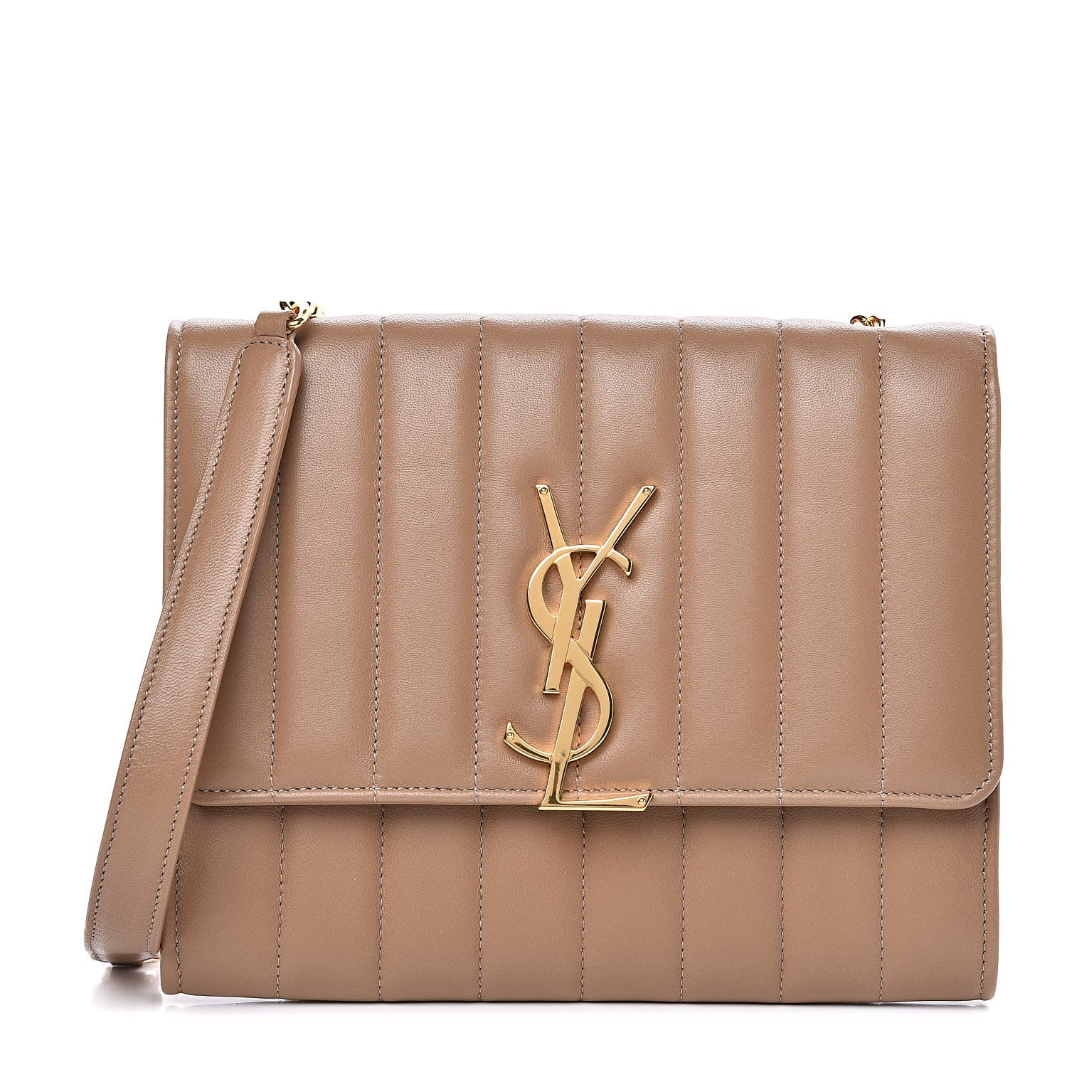 Saint Laurent Lambskin Matelasse Monogram Vicky Chain Wallet Peru 1 of 8
