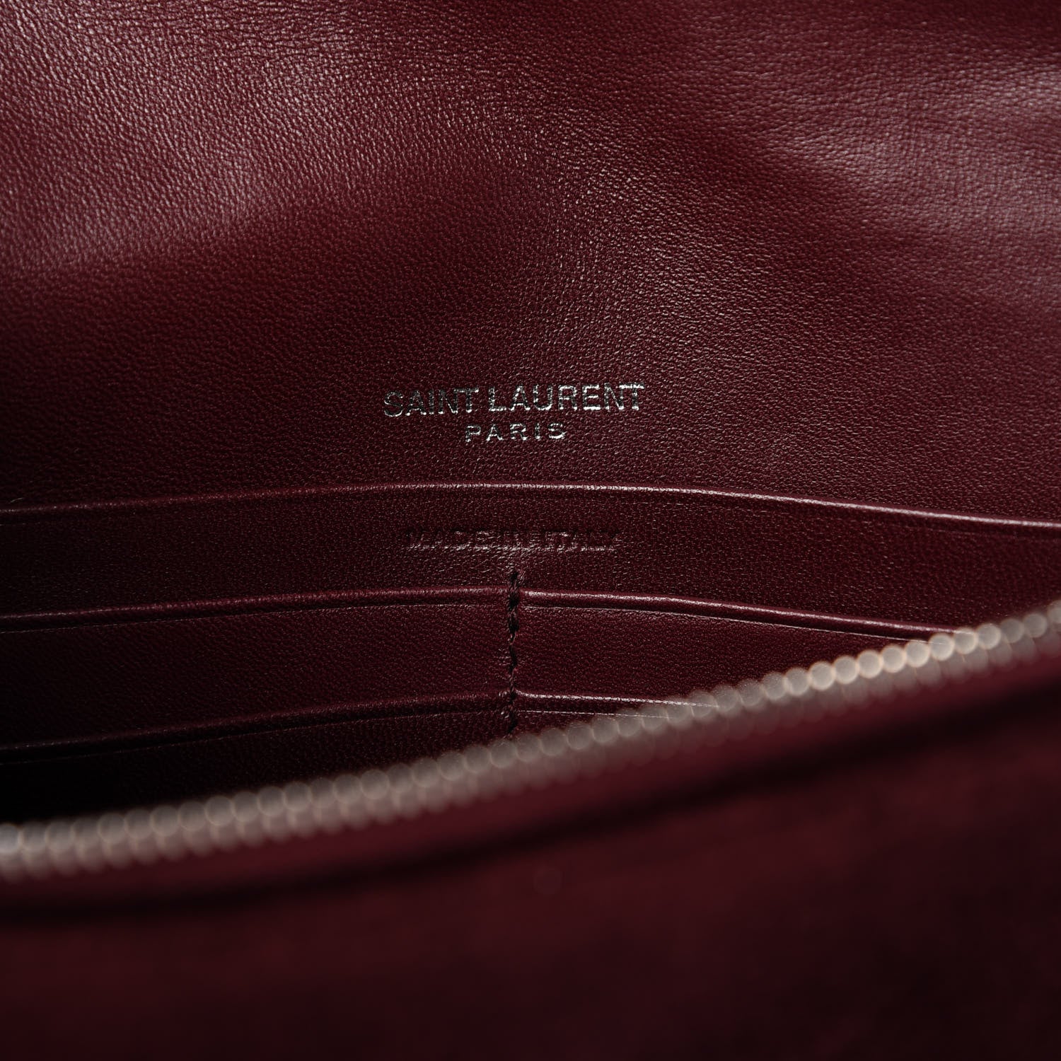 Saint Laurent Velvet Crystal Monogram Kate Tassel Shoulder Bag Burgundy 9 of 10