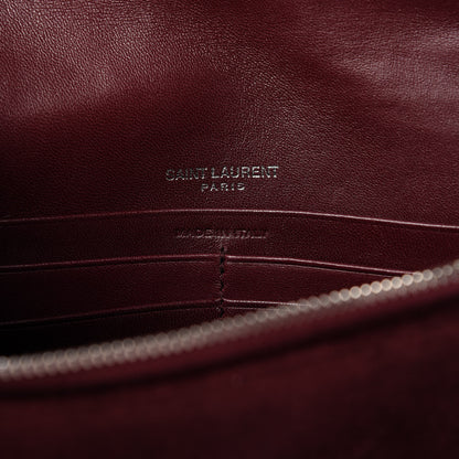 Saint Laurent Velvet Crystal Monogram Kate Tassel Shoulder Bag Burgundy 9 of 10