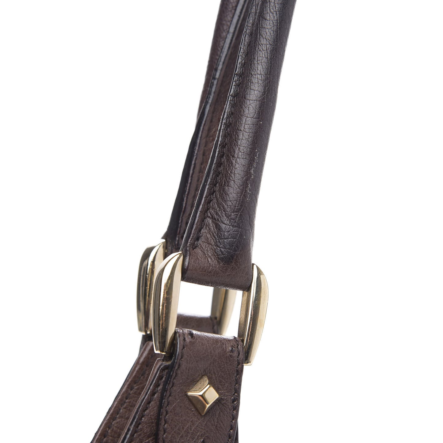Ostrich Large Bardot Shoulder Bag Brown