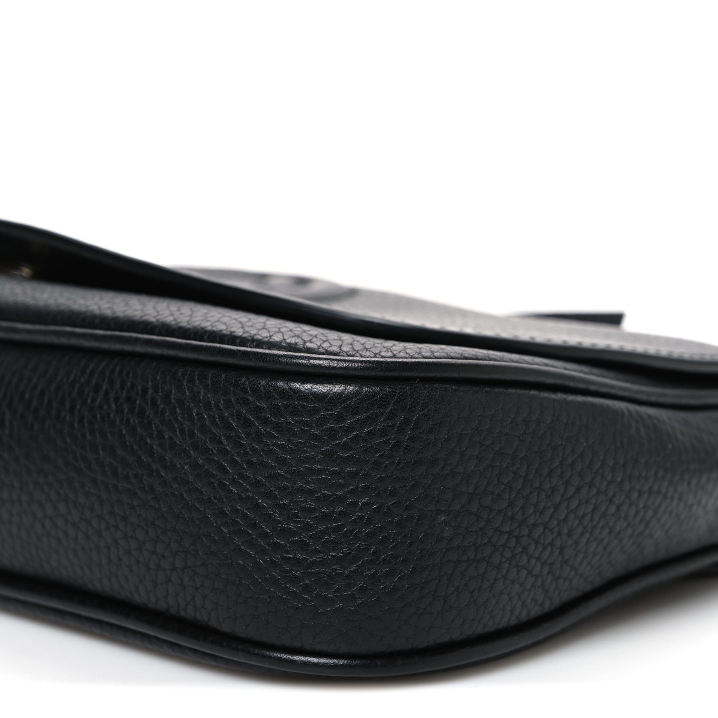 Pebbled Calfskin Medium Soho Flap Crossbody Black
