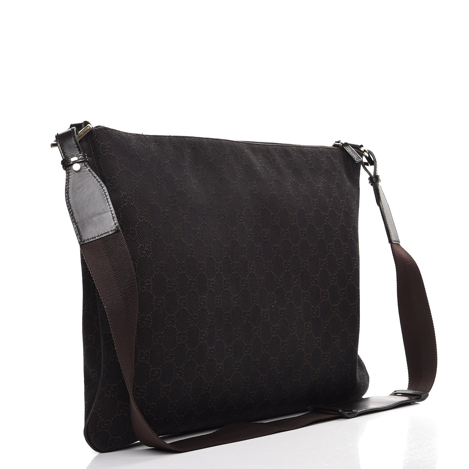 Gucci Denim Monogram Messenger Bag Dark Brown 3 of 10