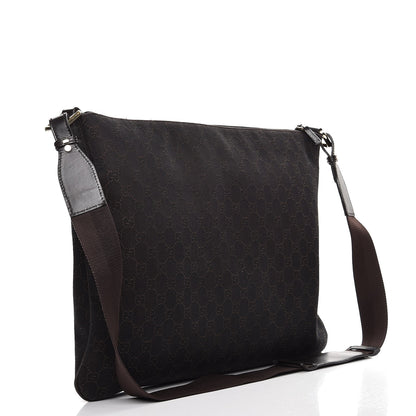 Gucci Denim Monogram Messenger Bag Dark Brown 3 of 10