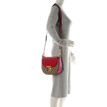 Gucci GG Supreme Monogram Calfskin Web Medium Padlock Messenger Shoulder Bag Beige Hibiscus Red New Rosette 2 of 8