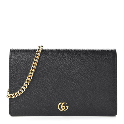 Gucci Calfskin Mini GG Marmont Chain Wallet Black 1 of 10