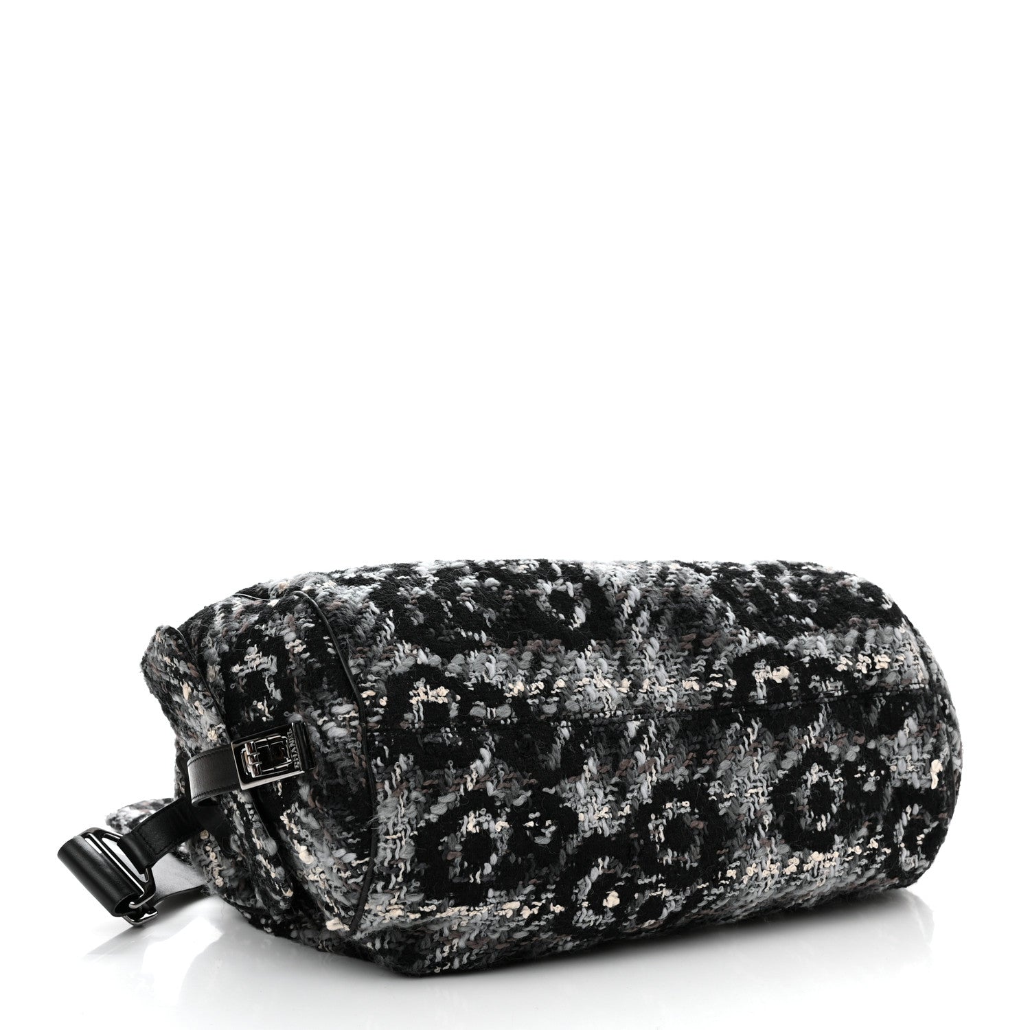 Chanel Tweed Quilted Camellia Shoulder Bag Black 4 of 9