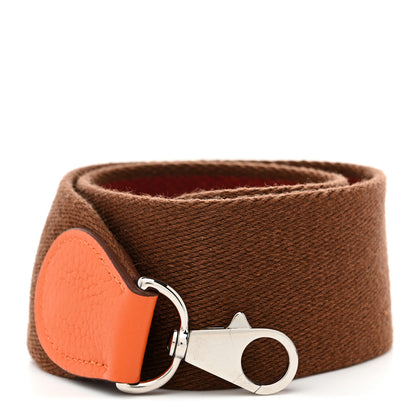 Hermes Toile Taurillon Clemence Shoulder Strap Orange Multicolor 1 of 4