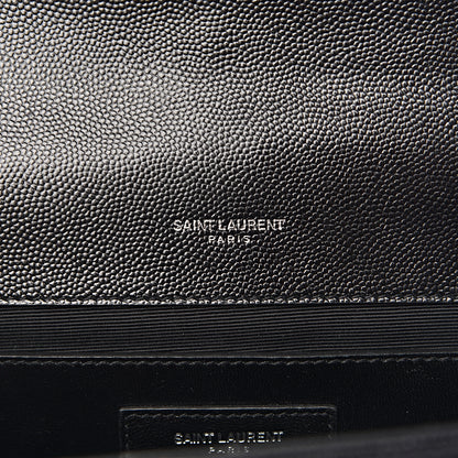 Saint Laurent Grain De Poudre Textured Mixed Matelasse Triquilt Medium Monogram Satchel Black 6 of 11