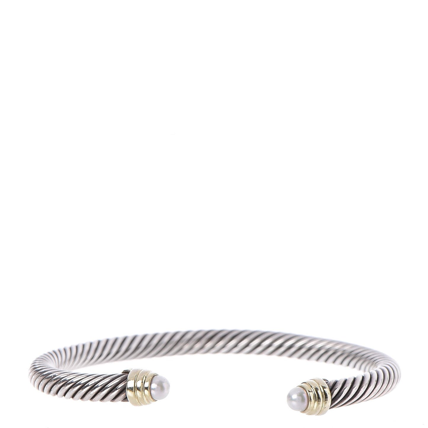 Sterling Silver 14K Yellow Gold Pearl 5mm Cable Classics Petite Color Bracelet