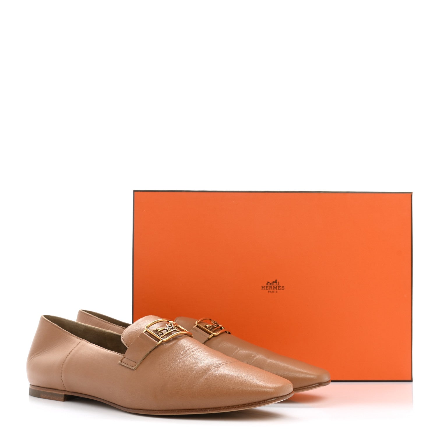 Hermes Supple Goatskin Womens Time Loafers 40 Havane 9 of 9