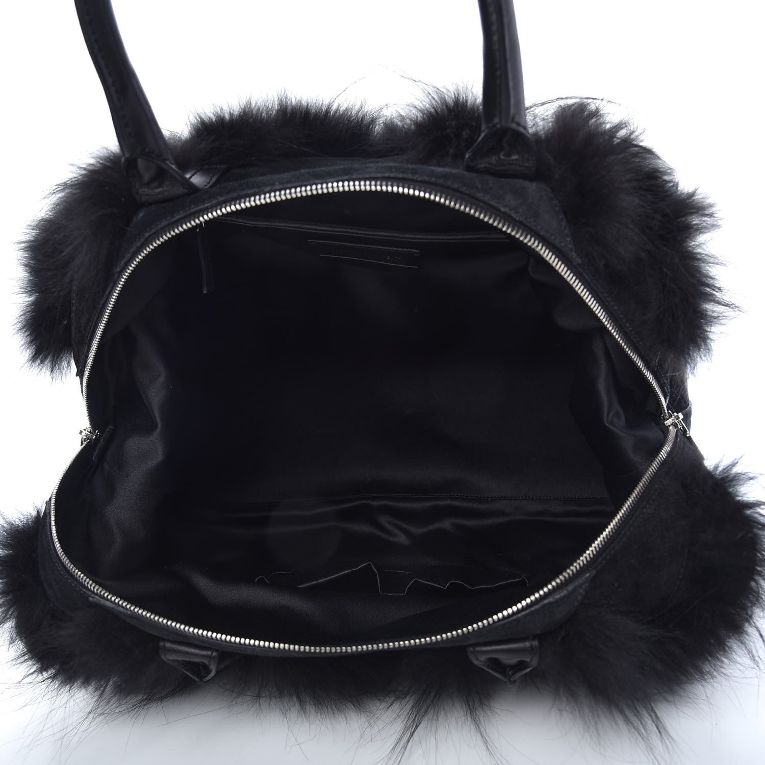 Saint Laurent Suede Fox Fur Medium Easy Sac Black 5 of 9