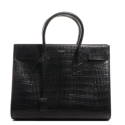 Saint Laurent Crocodile Embossed Large Sac De Jour Carryall Black 1 of 9