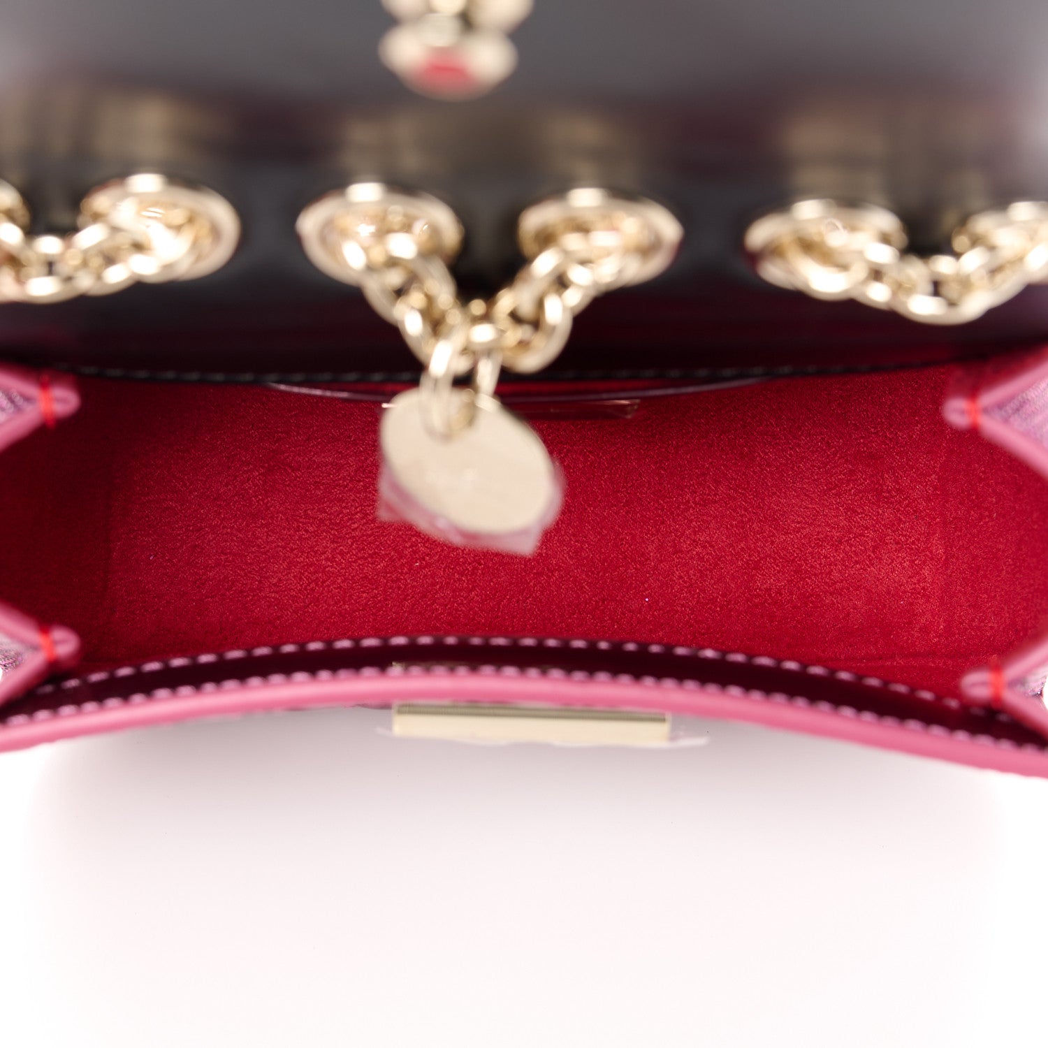 Christian Louboutin Specchio Patent Embossed Spikes Sweety Charity NV Crossbody Bag Cassis 5 of 11