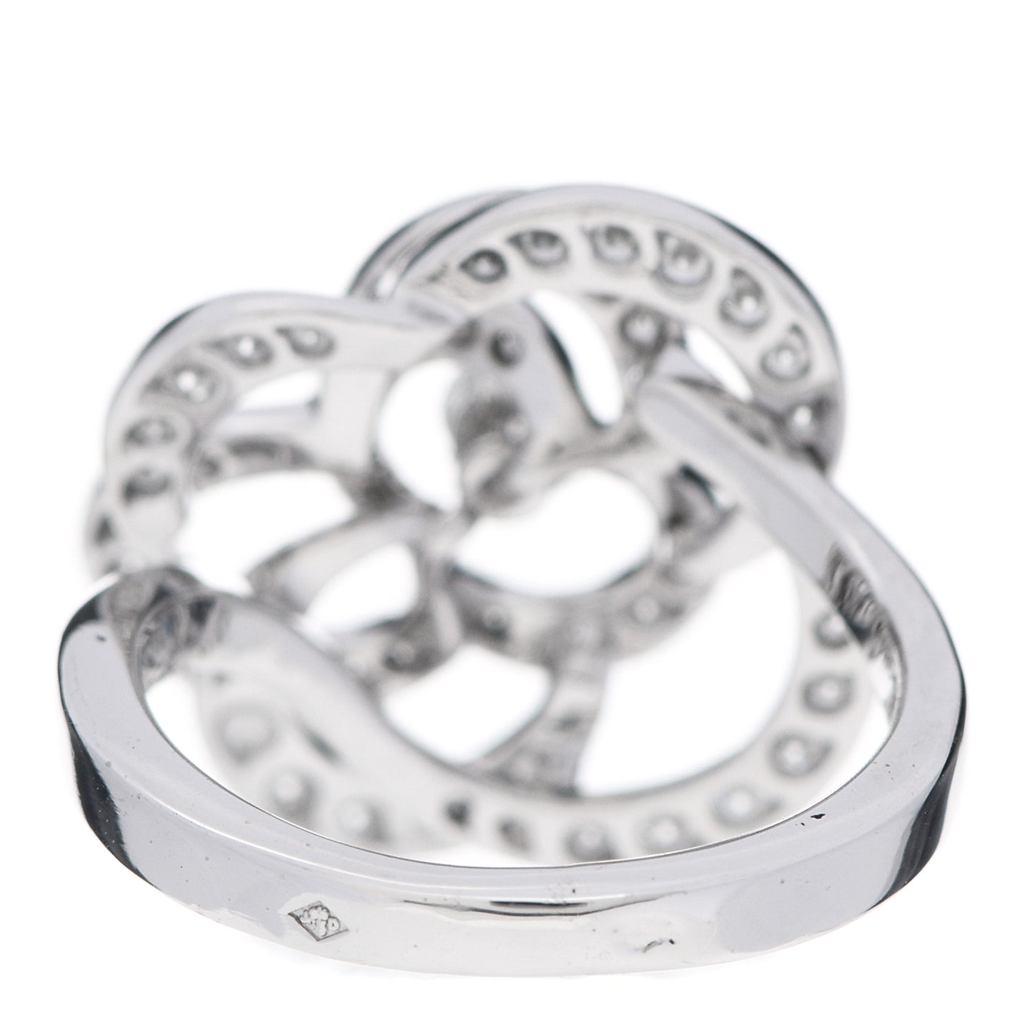 18K White Gold Diamond Fil de Camelie Ring 49 5