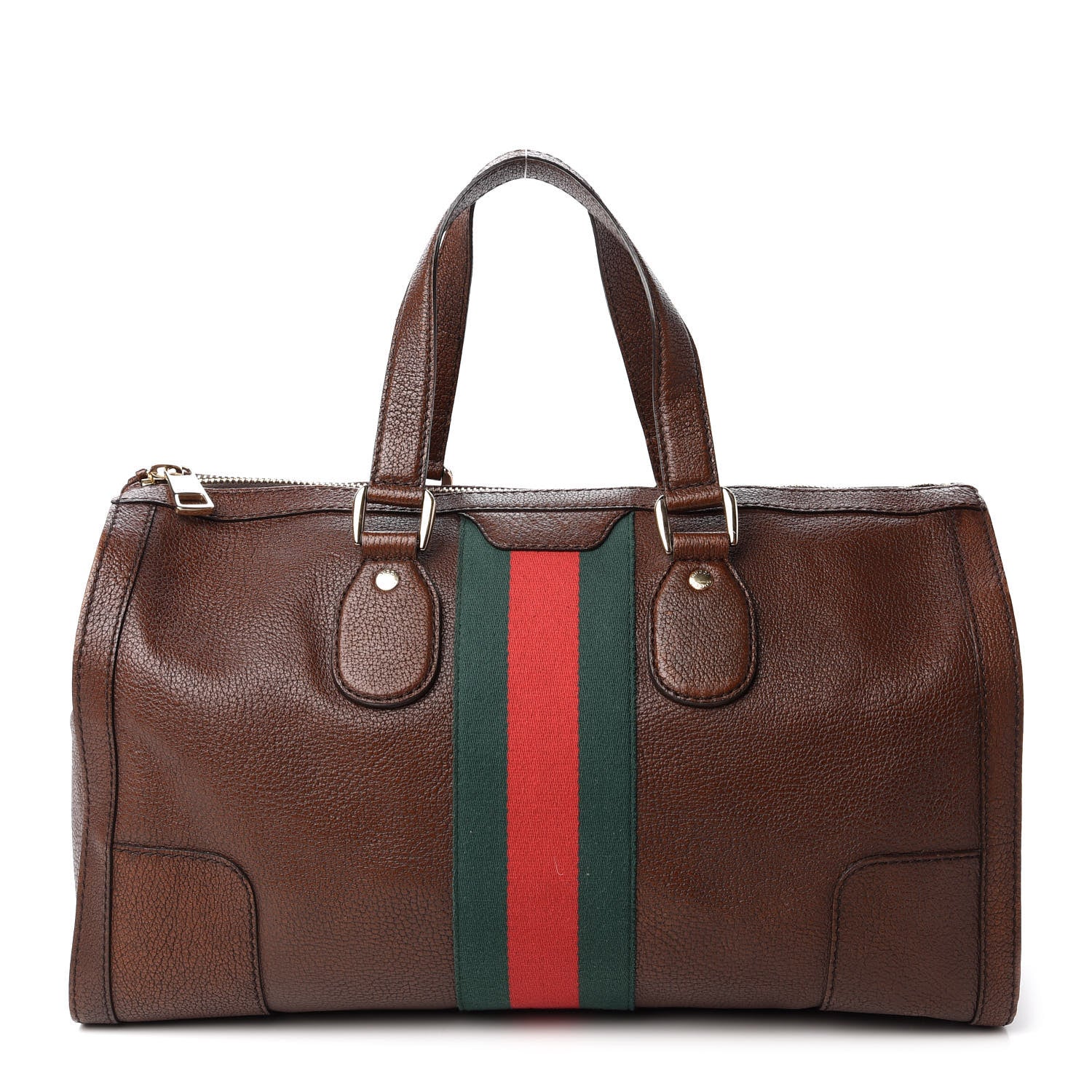 Gucci Calfskin Medium Web Seventies Boston Brown 1 of 10