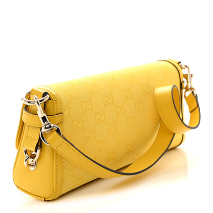 Gucci GG Monogram Textured Dollar Calfskin Small Luce Shoulder Bag Yellow 3 of 11