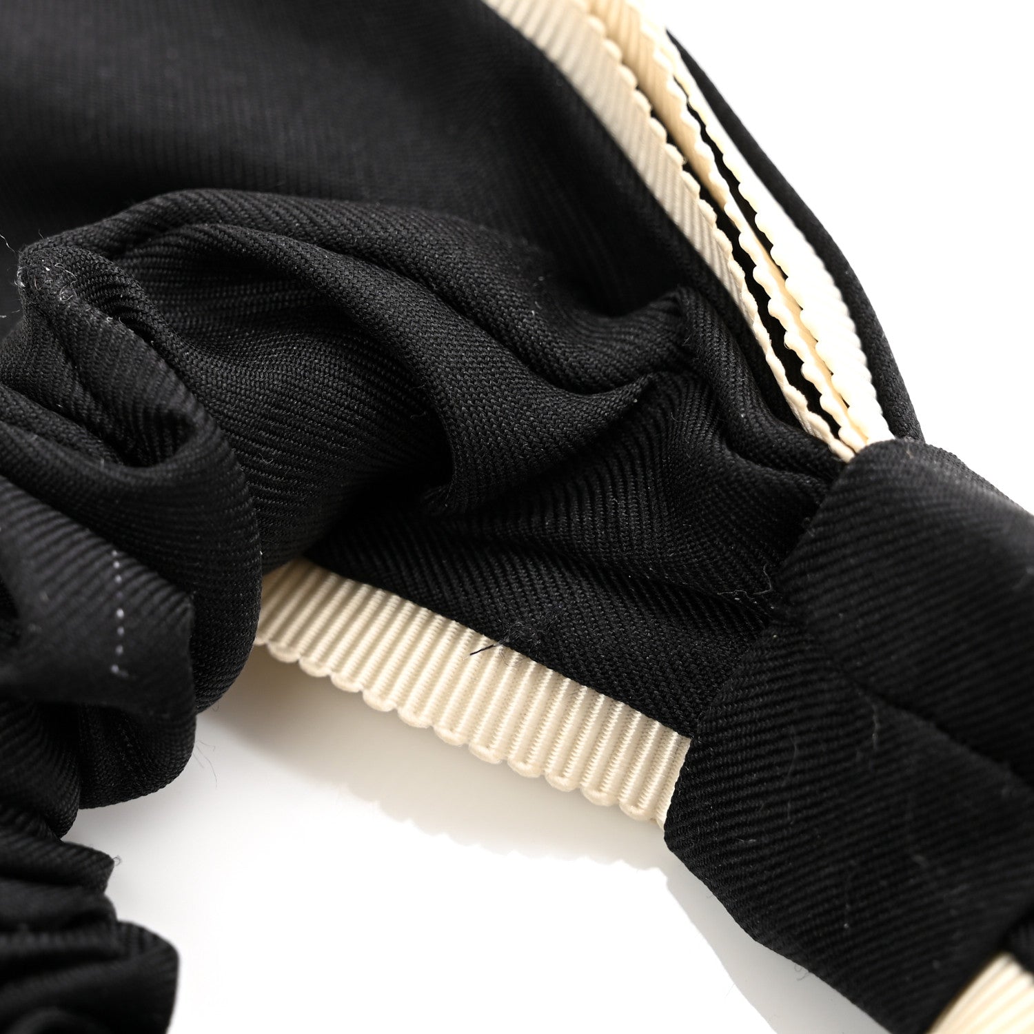 Chanel Silk Hair Tie Black Ivory 4 of 4