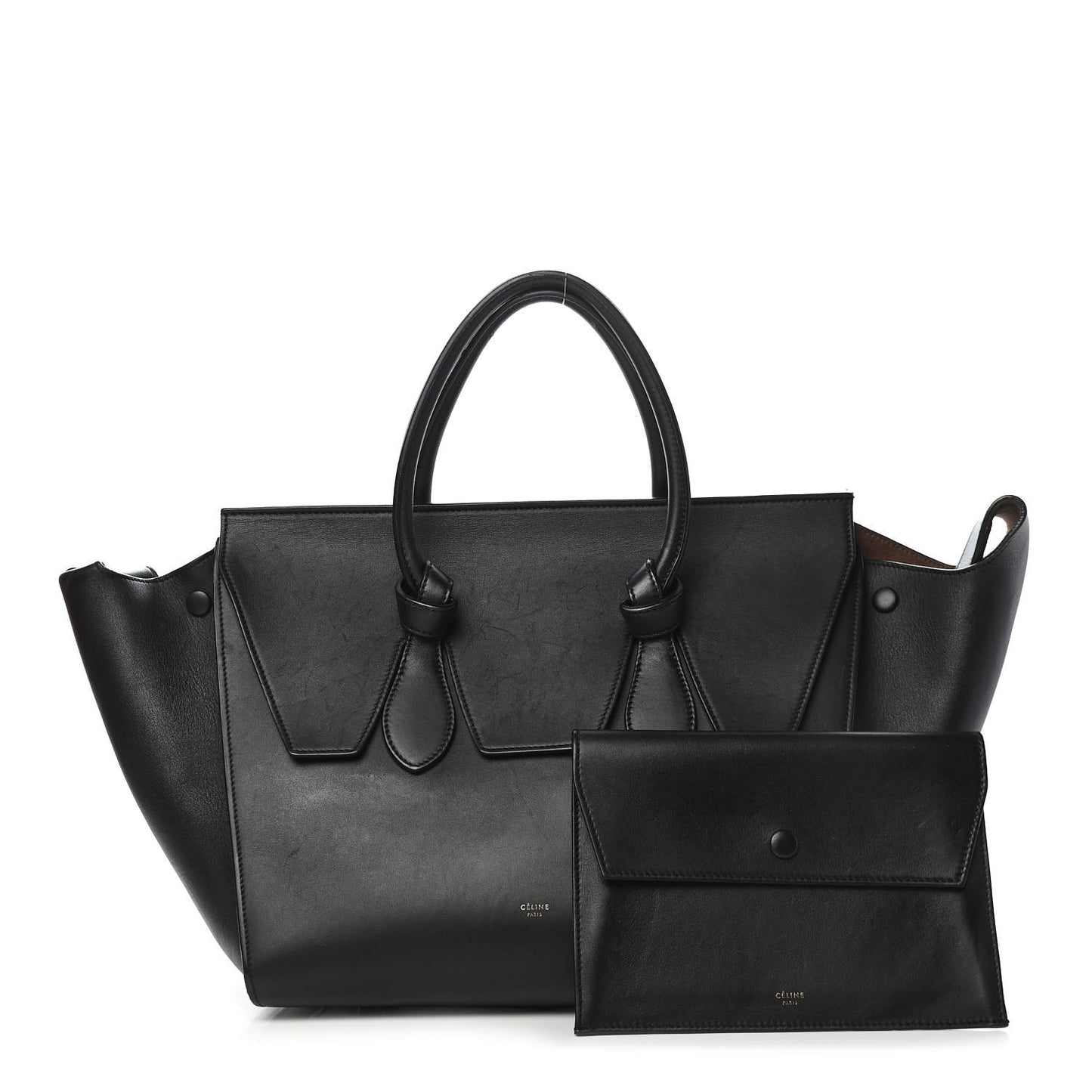 Natural Calfskin Medium Tie Knot Tote Black