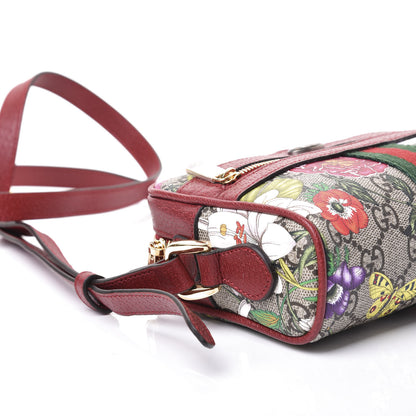 Gucci GG Supreme Monogram Flora Web Mini Ophidia Shoulder Bag Red 5 of 11
