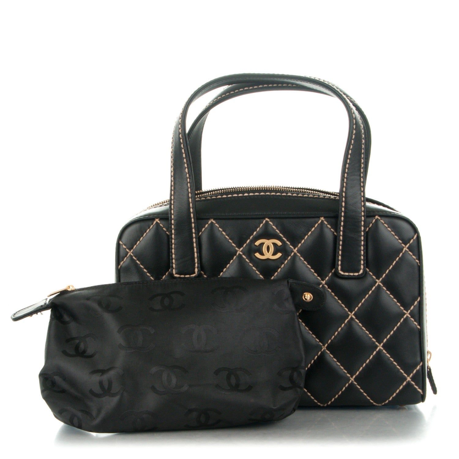 Chanel Calfskin Contrast Stitch Surpique Bowler Black 8 of 8