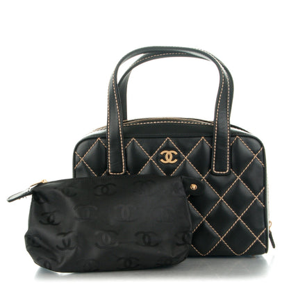 Chanel Calfskin Contrast Stitch Surpique Bowler Black 8 of 8