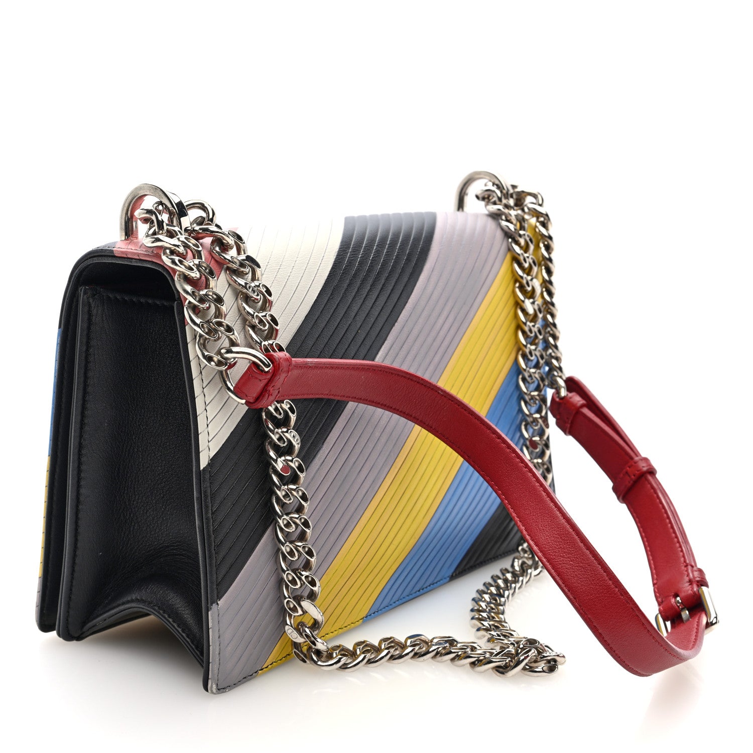 Christian Dior Lambskin Diagonal Quilted Diorama Flap Bag Black Multicolor 3 of 9