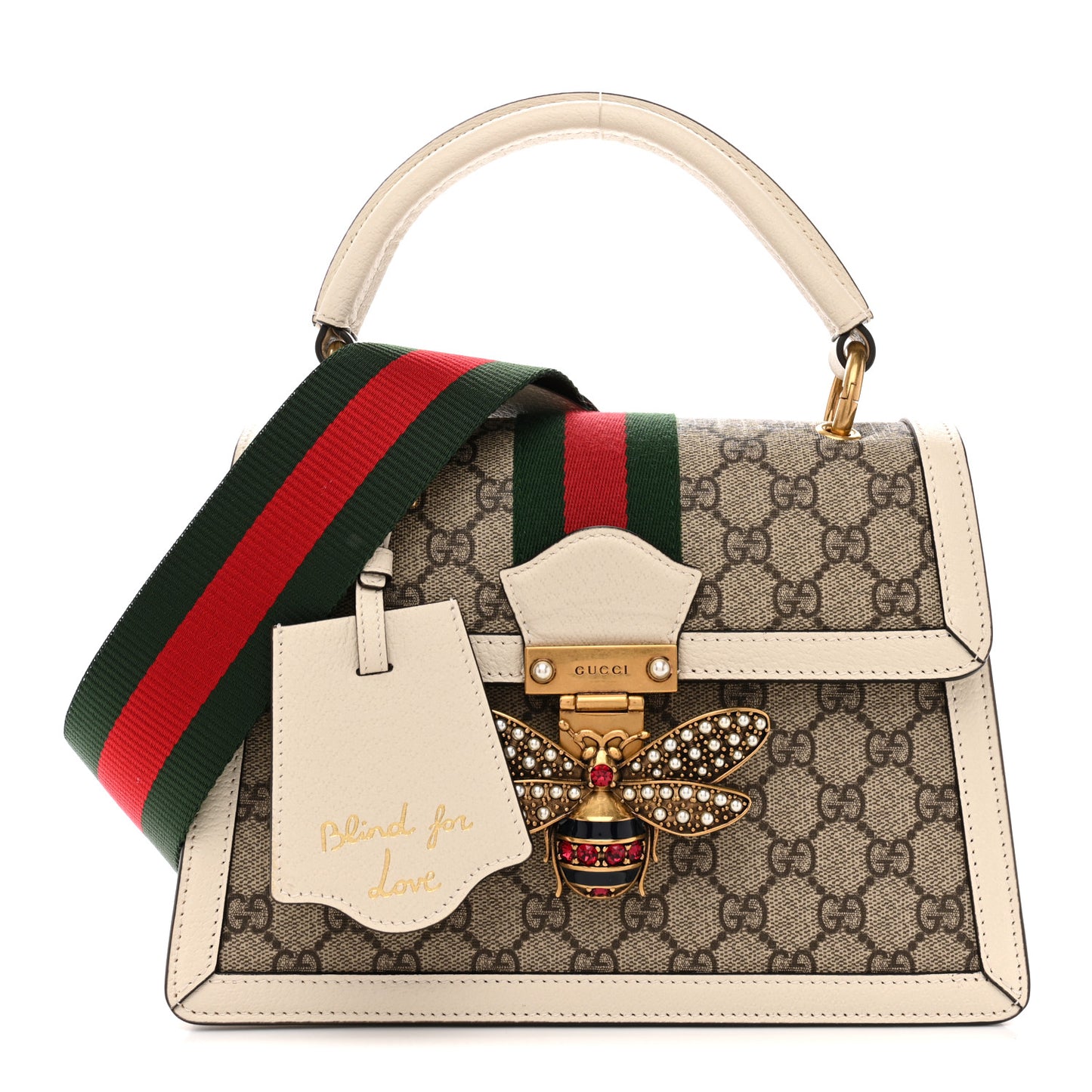 GG Supreme Monogram Small Queen Margaret Top Handle Bag White