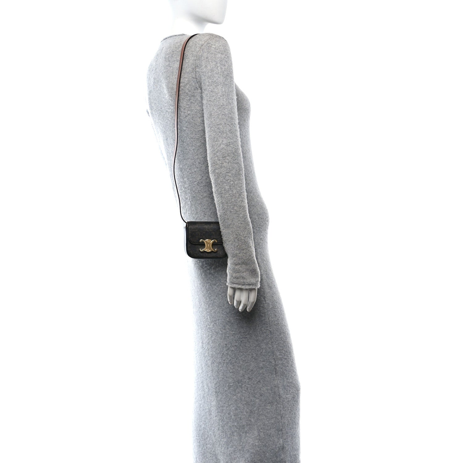 Celine Triomphe Canvas Calfskin Mini Claude Tan 2 of 11