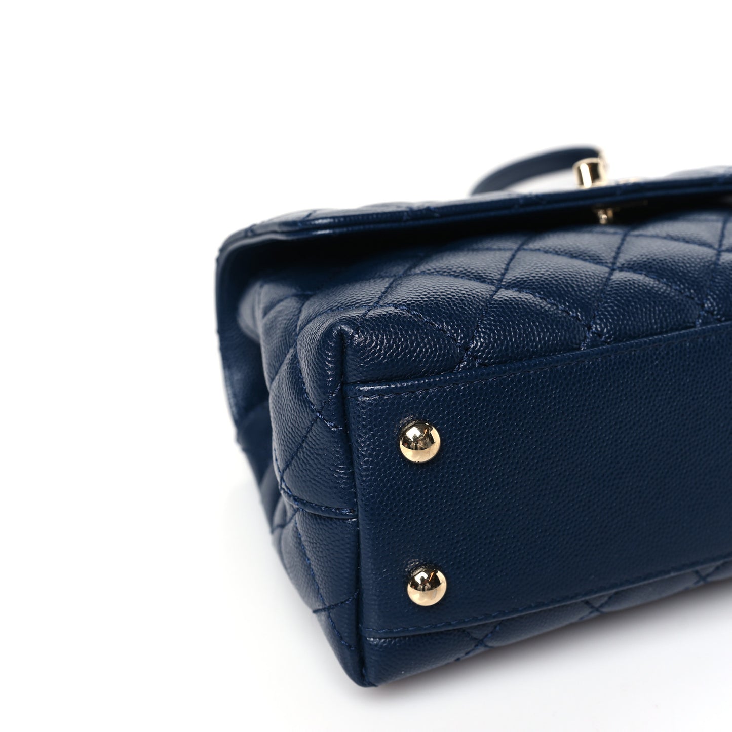 Caviar Quilted Lizard Embossed Mini Coco Handle Flap Navy Blue