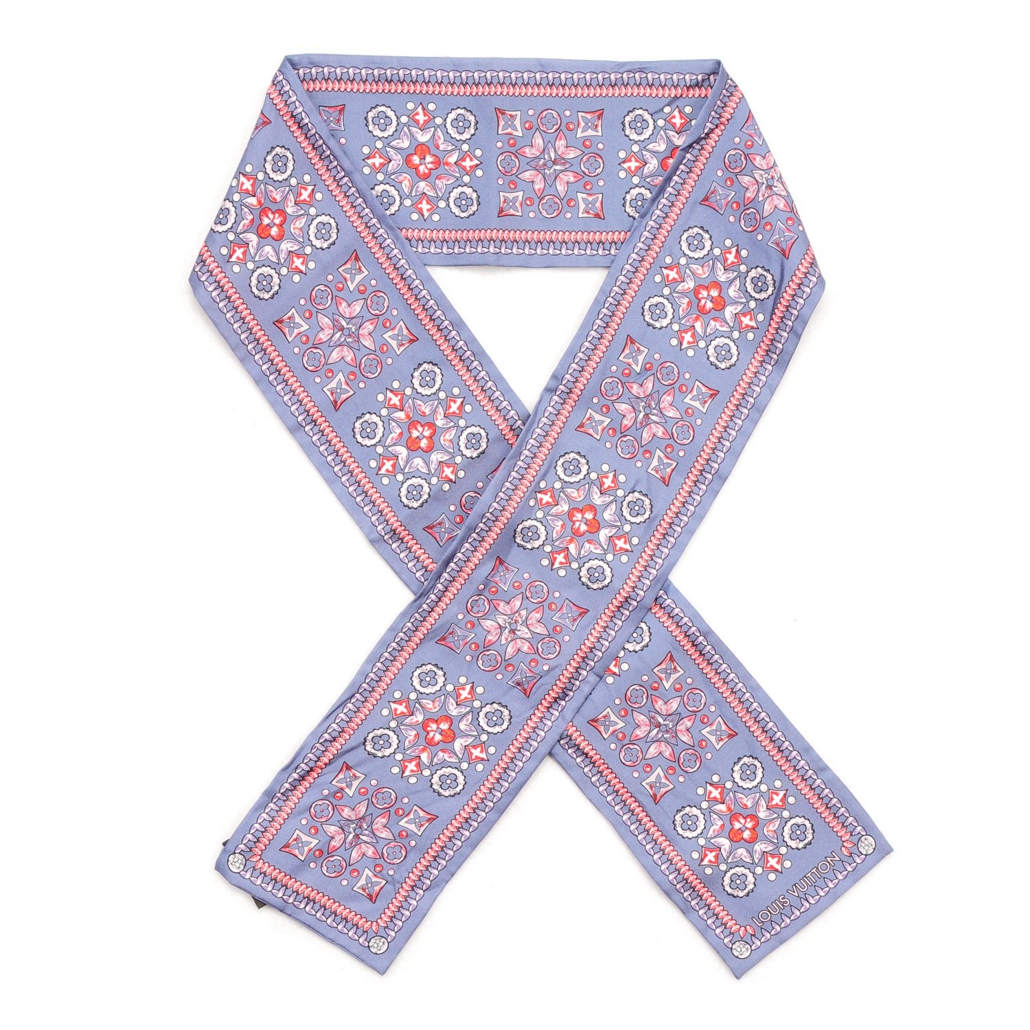 Louis Vuitton Silk Monogram Giant Lvrtual Flowers Bandeau Denim 1 of 5