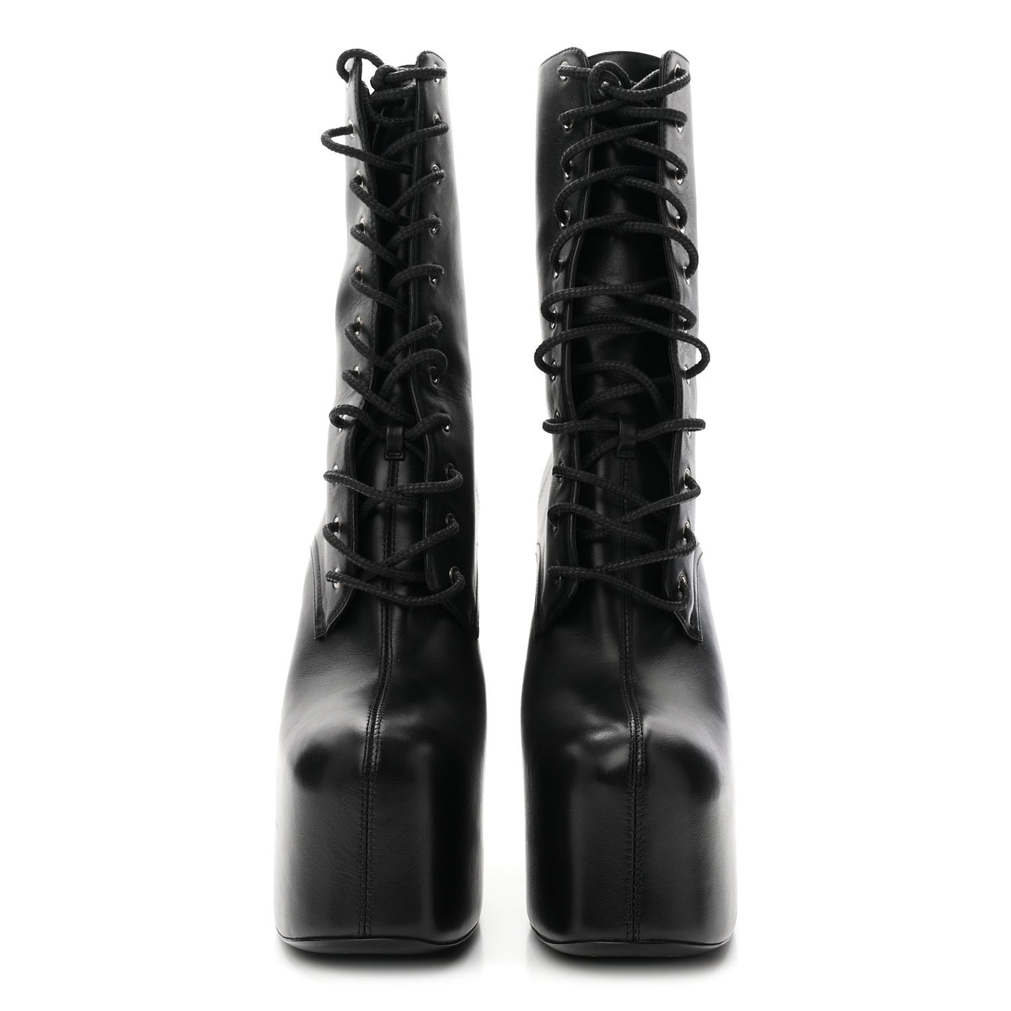 Calfskin Mina Lace Up Platform Boots 38 Black