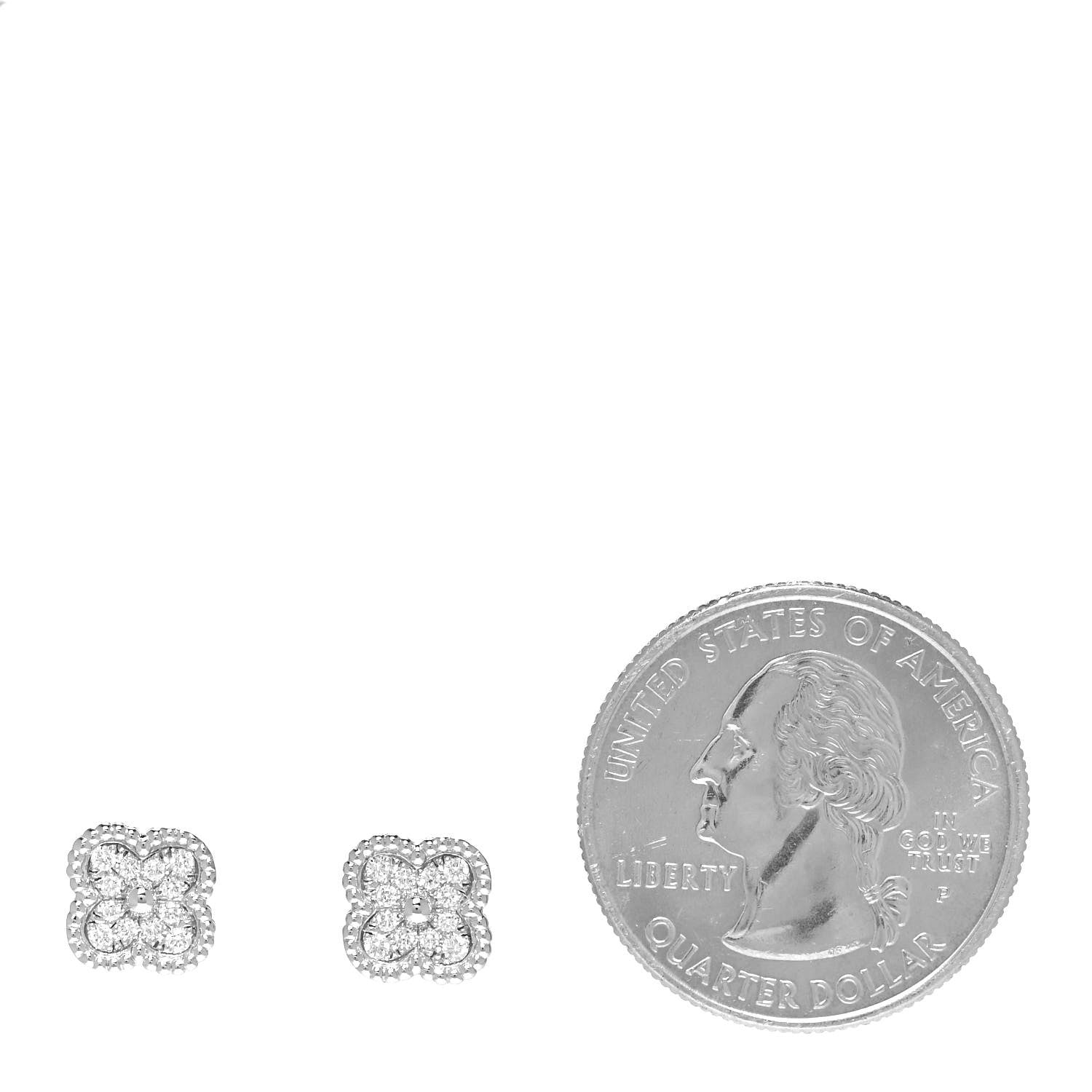 Van Cleef & Arpels 18K White Gold Diamond Sweet Alhambra Earrings 2 of 5