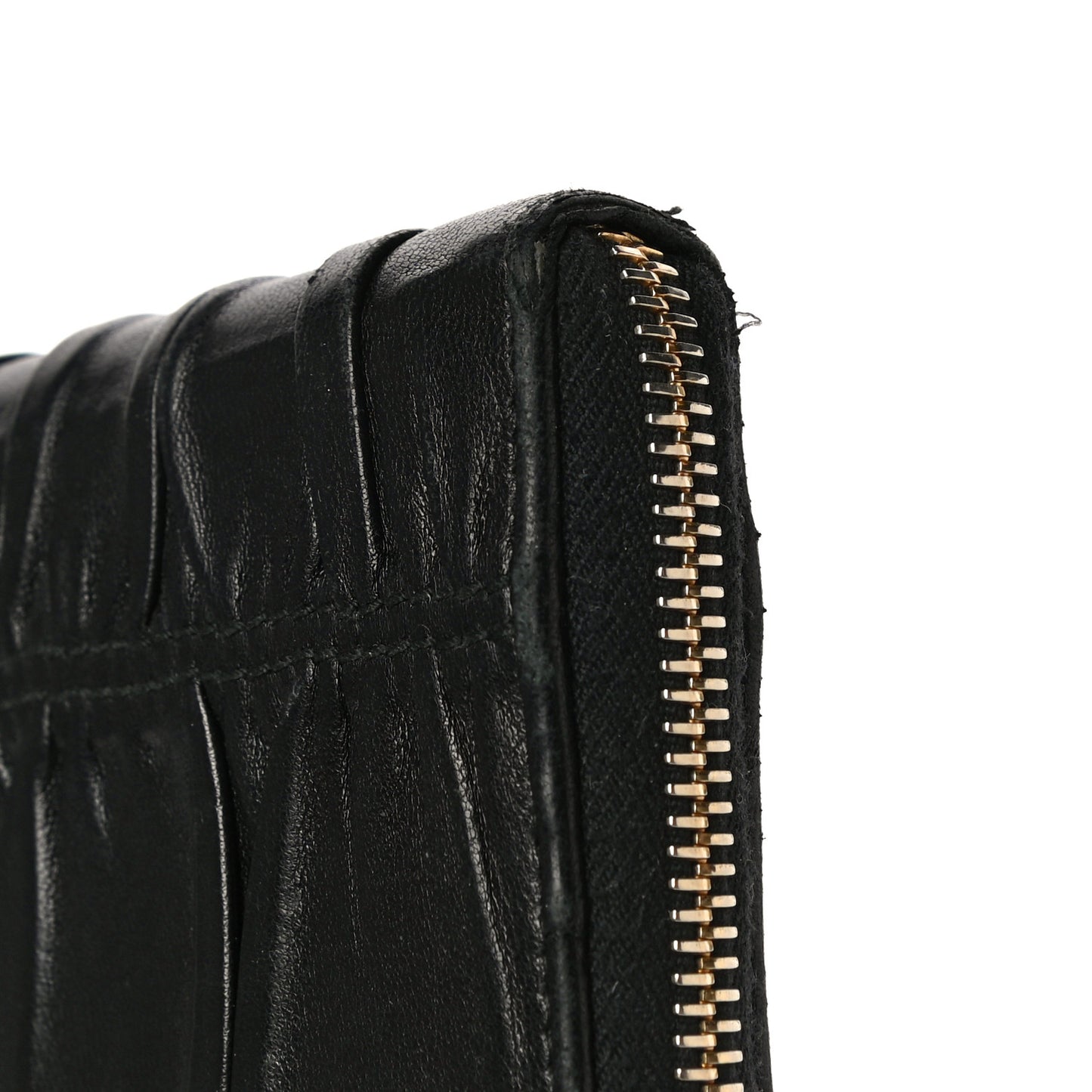Nappa Gaufre Zip Around Wallet Black