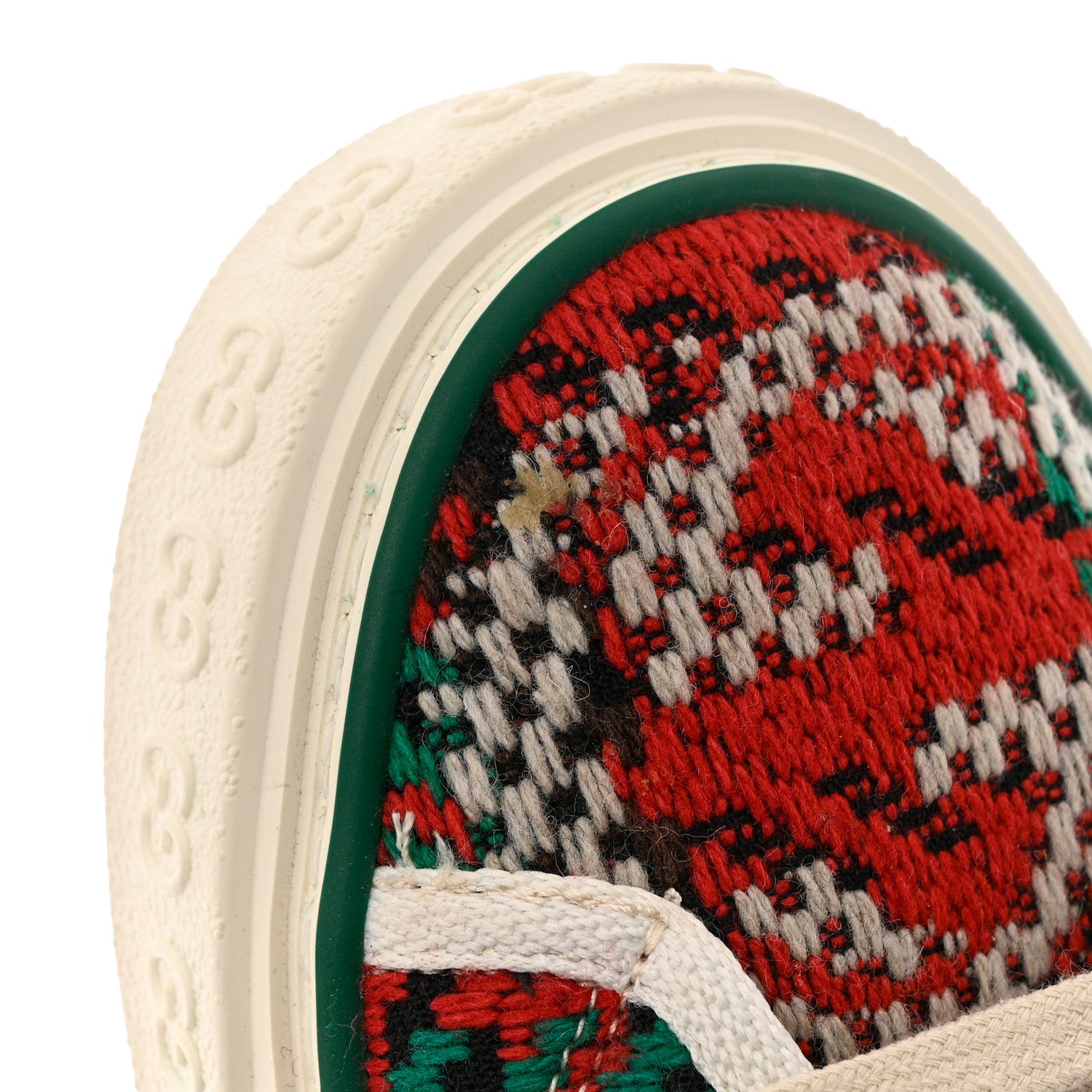 Gucci Cotton Wool Web Houndstooth Interlocking G Womens 1977 Tennis Sneakers 36 Red Green 9 of 9