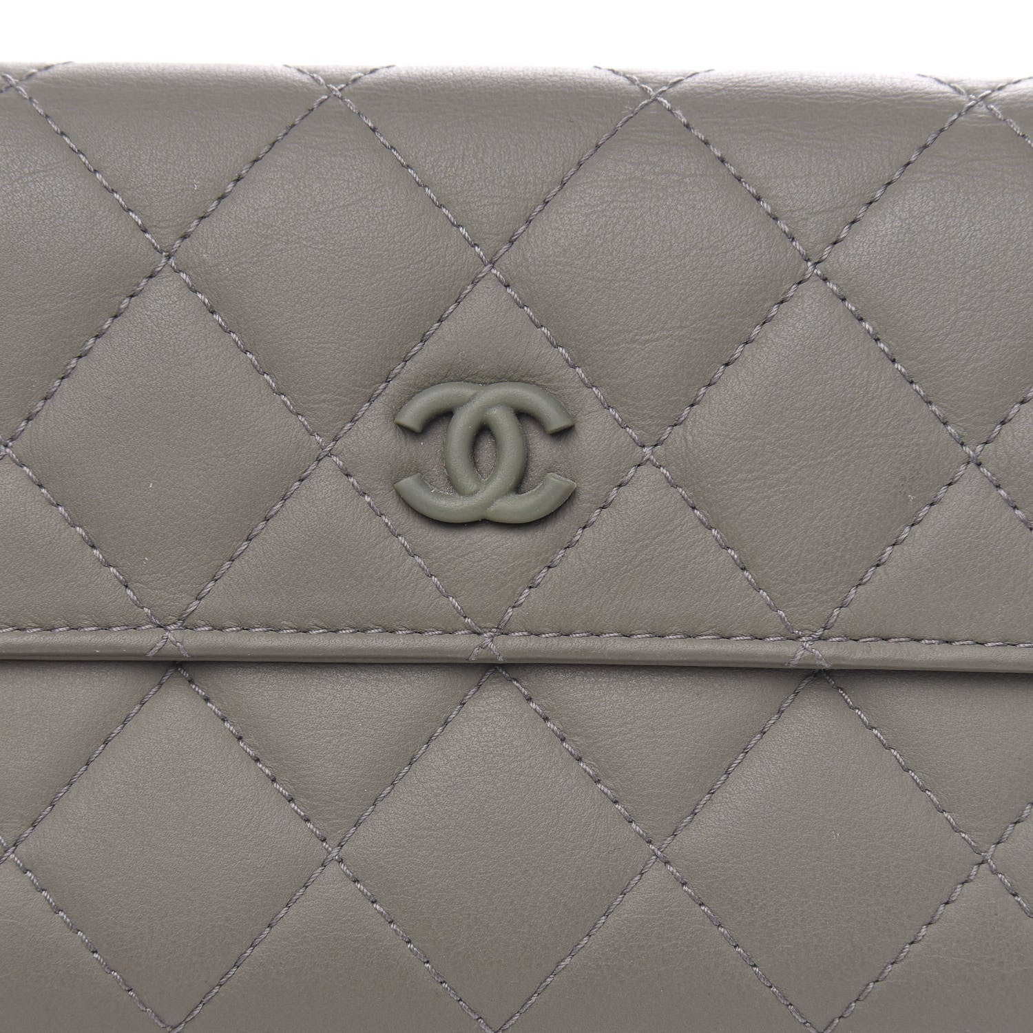Chanel Calfskin Quilted Large Gusset Flap Wallet Grey 10 of 12