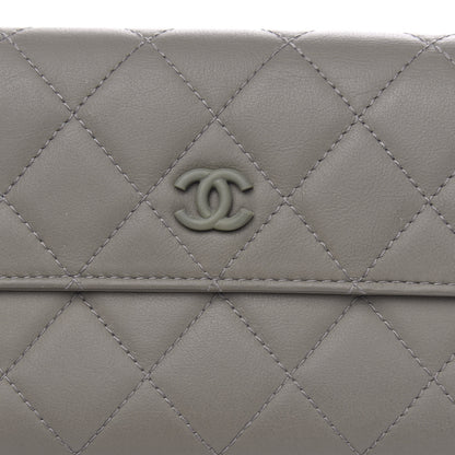 Chanel Calfskin Quilted Large Gusset Flap Wallet Grey 10 of 12