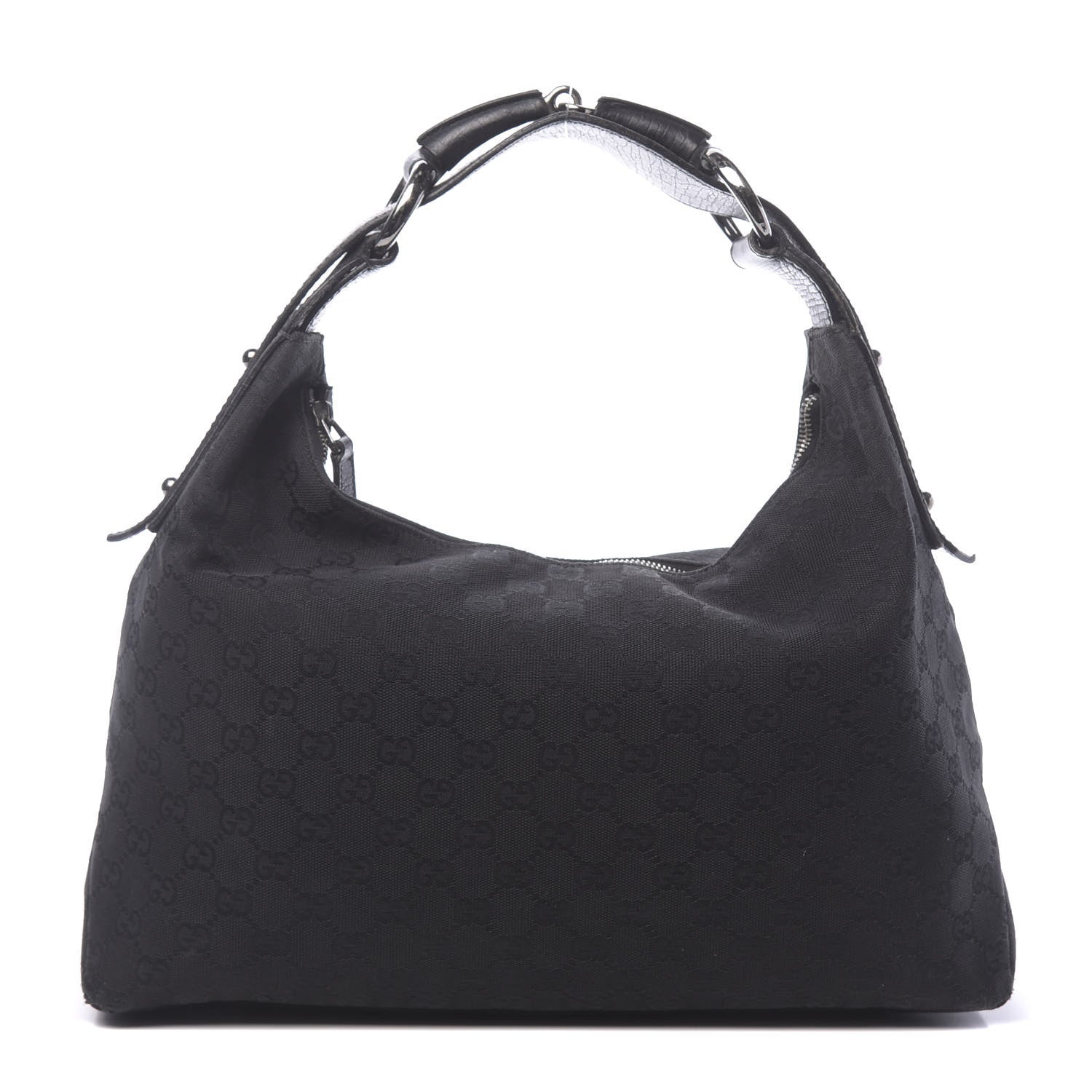 Gucci Monogram Medium Horsebit Chain Hobo Black 1 of 16