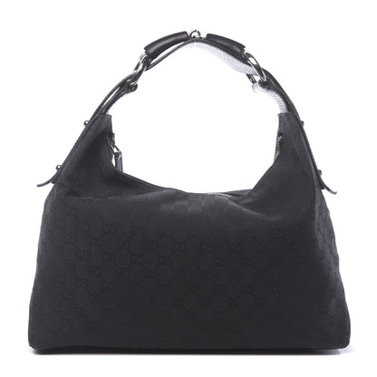 Gucci Monogram Medium Horsebit Chain Hobo Black 1 of 16