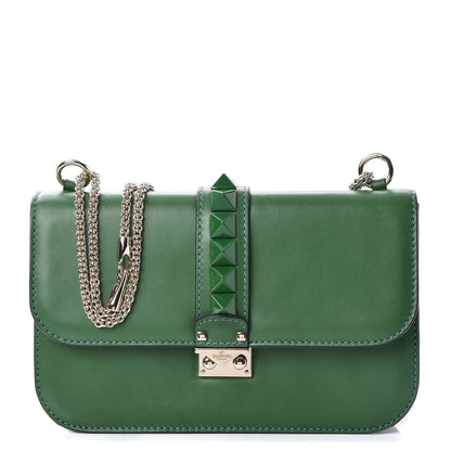 Valentino Garavani Vitello Medium Glam Lock Rockstud Flap Pop Green 1 of 8