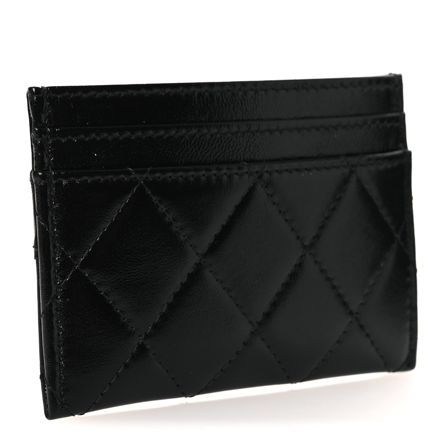 Chanel Shiny Crumpled Calfskin Quilted 31 Card Holder Black 3 of 10