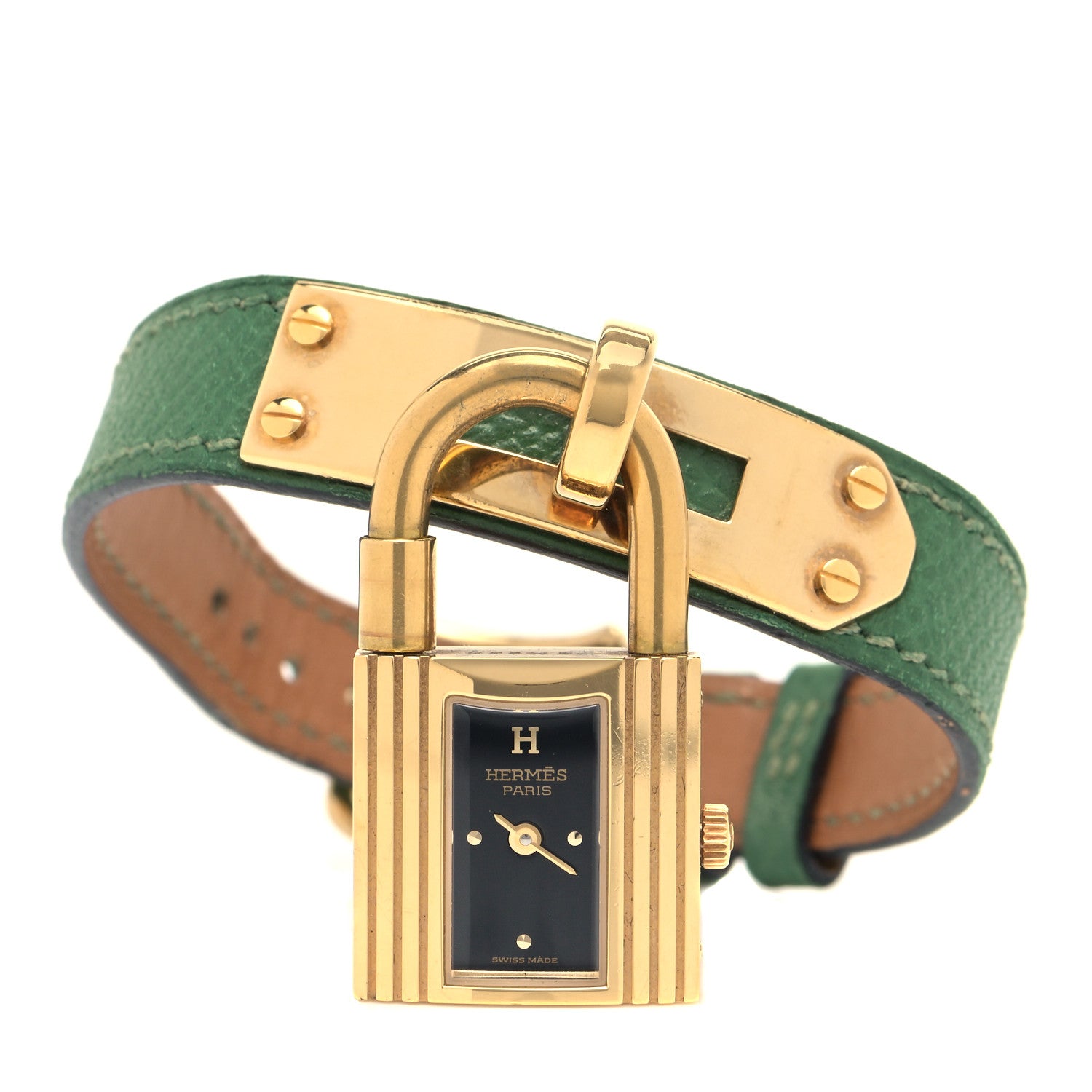 Hermes Stainless Steel Courchevel 20mm Kelly Cadena Quartz Watch Vert Clair 2 of 4