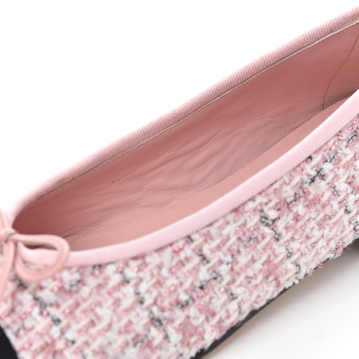 Chanel Tweed Grosgrain Cap Toe Ballerina Flats 38 Pink Black 9 of 17